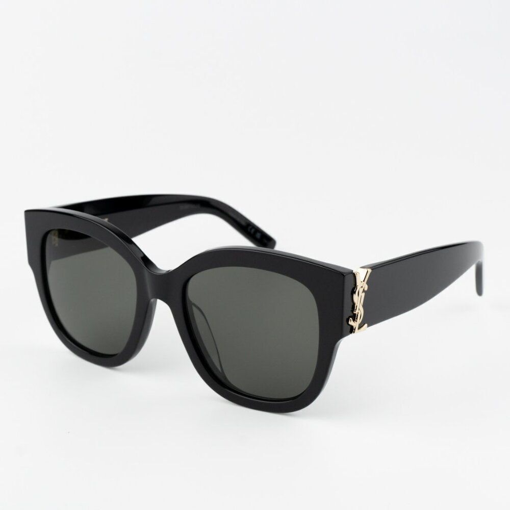 NEW Saint Laurent SLM95/F 001 Black Grey Oversized Cat Eye Women Sunglasses - Picture 1 of 13